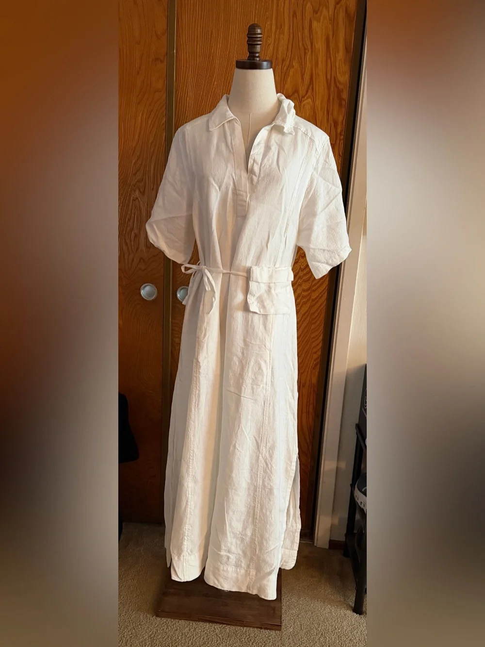Mate the Label Linen Belt Maxi Dress in Salt - Picture 4 of 8